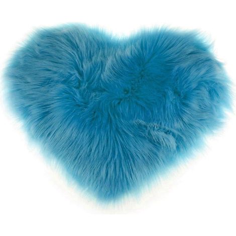 Weißer, flauschiger, herzförmiger Sofakissenbezug aus wollähnlichem Plüsch-Blue (1/4)