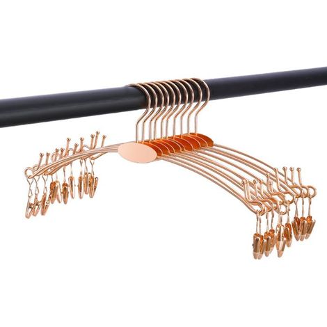 10pcs cintres métal or rose, ps antidérapants, pour soutiens-gorge, sous-vêtements, pantalons (1/4)