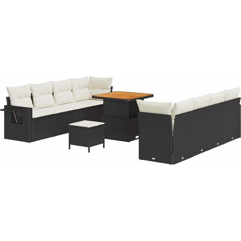 Maison Exclusive - Set Divano da Giardino 11 pcs Nero Poly Rattan