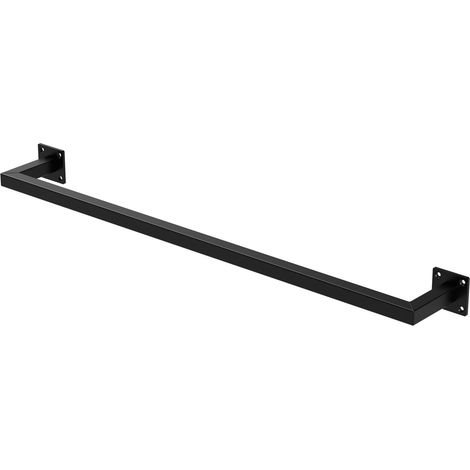ML-Design Tringle à Vêtements Rectangulaire, P12 x L90 cm, Noir, Acier Inoxydable, Tringle de Penderie Forme de U, Portemanteau à Montage Mural, Porte-vêtements, Tringle à Linge, + Matériel de Montage