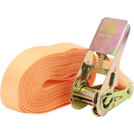 Spanngurt mit Ratsche 1-tlg 4m 800kg 25mm TÜV/GS orange wetterfest und robust
