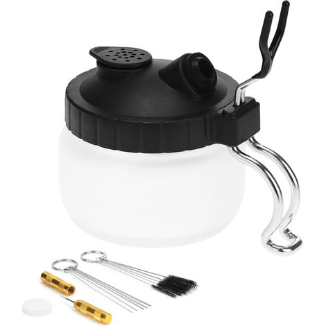 Kit de nettoyage pour aérographe, pot de nettoyage avec support, 5 brosses de nettoyage, 5 aiguilles de nettoyage, 1 grattoir de nettoyage (1/5)