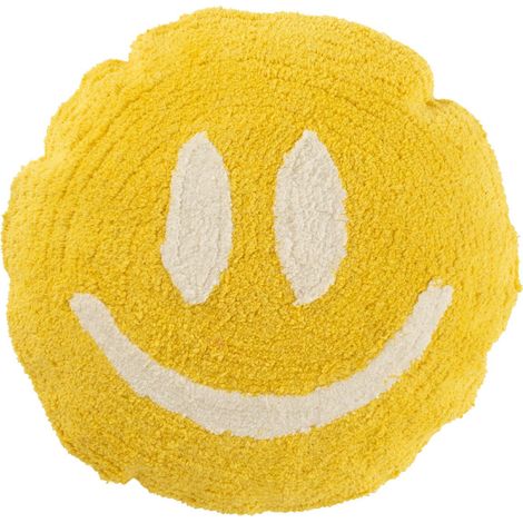 Coussin Déco Tufté Smiley "Polly" 45cm Jaune (1/4)