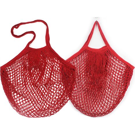 Sac filet en corde de coton pour courses, sac de rangement réutilisable pour fruits et légumes (1/3)