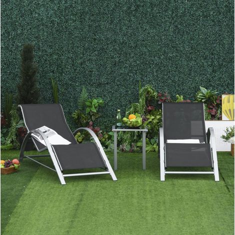 Gartenmöbel Set 3-teilig mit Tisch Metall Schwarz OKMYHOME (1/5)