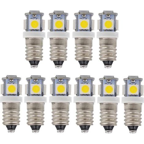 10pcs E10 12V Cool White LED Light Bulbs 5SMD 0.5W 50LM Les lamp(White hot) (1/5)