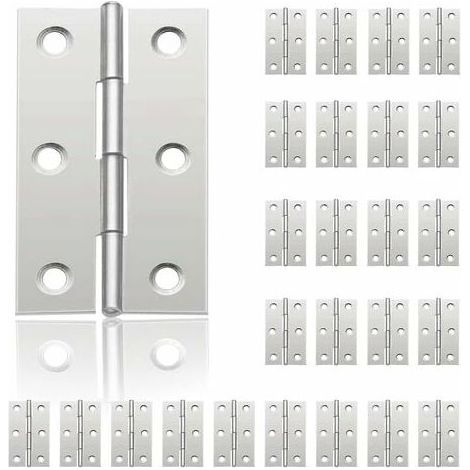 24Pcs Petit Charnières pour Portes, Charnière Inox, DIY Charnières de Portes pour Porte Placard Charnière Piano Boîtes à bijoux La Maison Meubles Matériel Armoire(44mm32mm) (1/5)