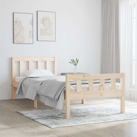 vidaXL Cadre de lit sans matelas 90x190 cm bois massif (1/5)