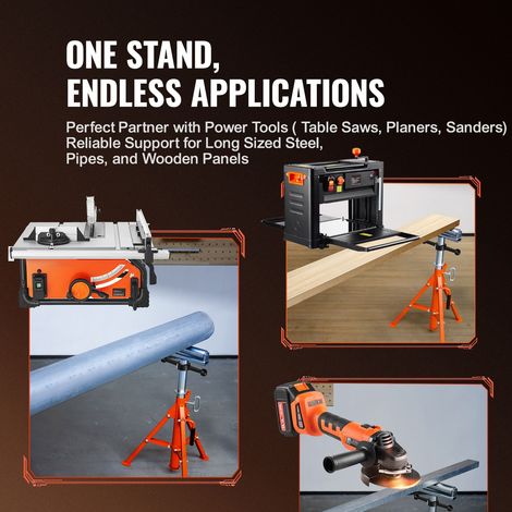 Support à rouleaux pliable en acier 45, charge 1134 kg, hauteur réglable 700-1320 mm pour tuyaux et planches (1/5)