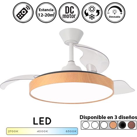 Ventilador de techo con luz silencioso DC con mando Home blanco-madera clara 107 cm invierno-verano color luz regulable