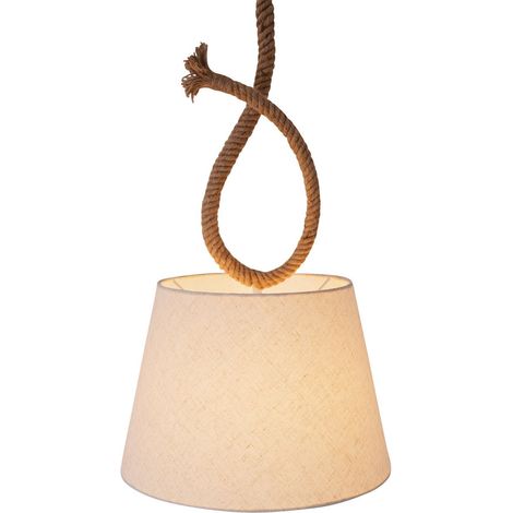 Lustre Suspension Design Scandinave en Corde de Jute et Textile Crème Ø 35 cm E27 - PANGIVO (1/5)
