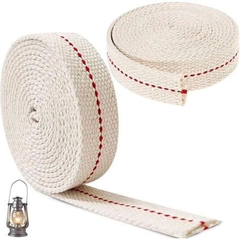 Mèches pour Lampe à Huile, 8M Coton Mèche de Lampe, Meche Lampe à Pétrole, Mèches de Rechange Lanterne, Mèche en Coton Plat (1/4)