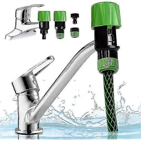 Adaptateur universel pour robinet à raccord rapide pour tuyau d'arrosage, connecteur de robinet ABS/TPR vert pour cuisine, salle de bain et jardin. (1/5)