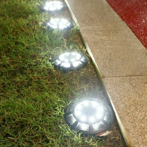 Wasserdichte Rasenlampe für den Innenhof im Freien (4 Stück, 8+8 Solar-Einbauleuchten [weißes Licht]) (1/3)
