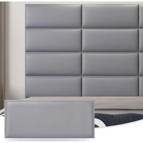 Lot de 9 Panneaux de tête de lit à décoller et à Coller Pour lit Double et Grand lit, Gris, 25 x 60 cm (1/5)