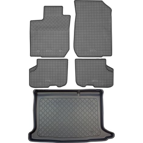 Set di tappetini in gomma per auto e tappetino per bagagliaio per Dacia Sandero II Hatchback (5 porte) dal 12.2012: tappetini in gomma per auto e tappetino per bagagliaio. (1/5)