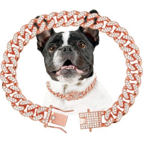 Hundehalsband in Roségold – Ein mit Kristallen besetztes Halsband in exklusivem Design. Geeignet für Hündinnen. Roségoldene Glieder. Geeignet für kleine, mittlere und große Hunderassen – 25 cm (1/5)