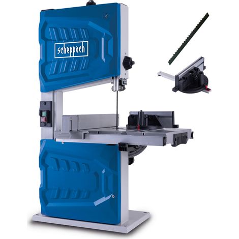 Scheppach Scie à ruban HBS261 – 550 W – Vitesse variable 660 à 960 m/min – Hauteur de coupe 120 mm – Table inclinable en continu – Manchon d’aspiration – 2ème lame et ruban inclus (1/5)