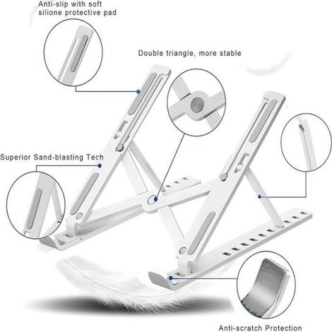 Support Pour Ordinateur Portable - Réglable En Hauteur - Pliable - Compatible 10 À 17 Pouces - 10 Niveaux - ABS - Noir (1/5)