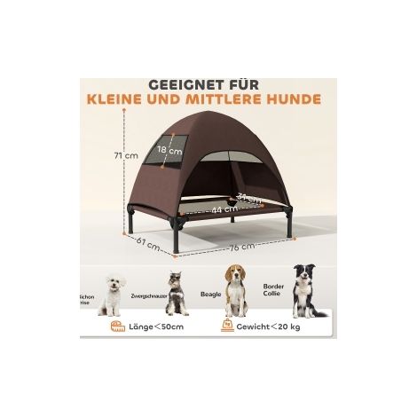Lettino rialzato per cane con tetto, 76 x 61 x 71 cm, marrone DESVIAE (1/3)