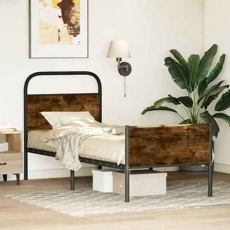 Estructura de cama sin colchón 80x200 cm madera roble