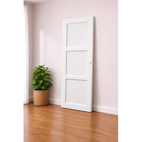 Puerta corredera Korya blanca de 3 paneles H204 x L73 cm, conchas blancas Gd Menuiseries (1/4)