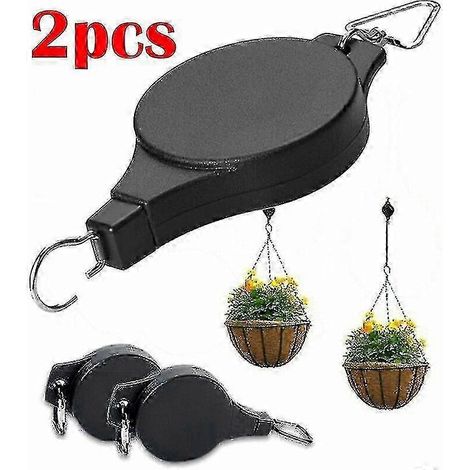 Lot de 2 crochets rétractables pour suspension de paniers et pots de fleurs de jardin. (1/5)