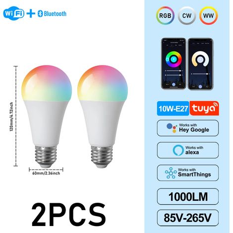 (2 unités, AC85-265V) Douille E27 Graffiti, ampoule LED intelligente WiFi à intensité variable, contrôle par application (1/5)