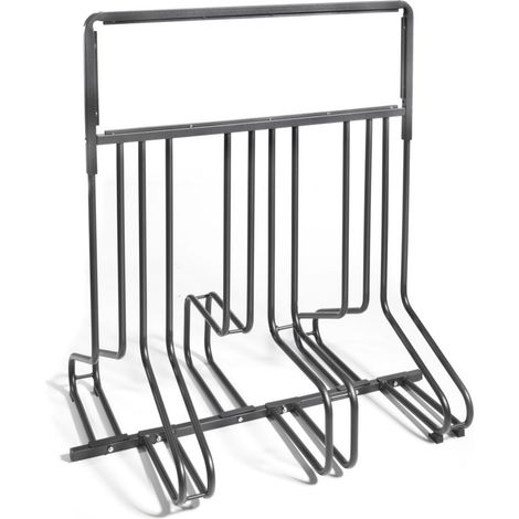 Andrys Rastrelliera Bici 6 Posti con Cartello PVC Nero Zincato Verniciato