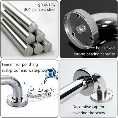 Barre d\'Appui Douche 30 cm en Inox - Poignée de Baignoire Antidérapante pour Salle de Bain et Cuisine (1/4)
