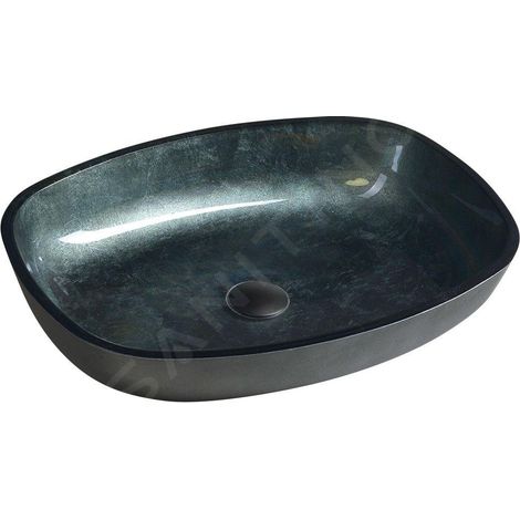 Sapho Beauty - Lavabo à poser, 540x395 mm, sans trop-plein, verre noir TY220 (1/5)