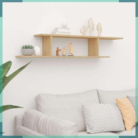 806992 étagère TV murale Chêne Sonoma 125x18x23 cm Bois d’ingénierie (1/5)