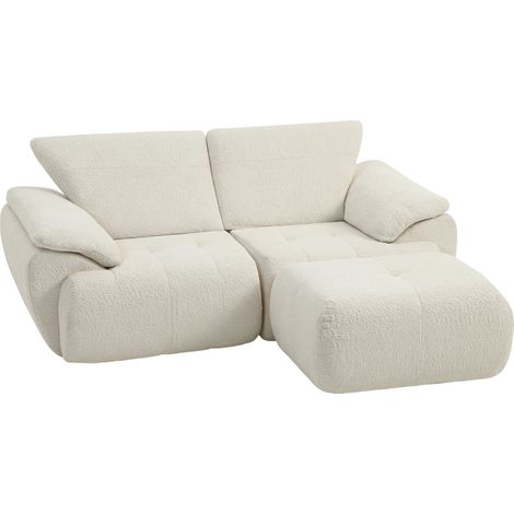 HOMCOM sofá de 2 plazas seccional, 187 cm, sofá modular de chenilla sin estructura, otomana reversible, en forma de L, no requiere montaje, crema (1/5)