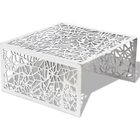 Table basse carrée métal argenté Hope (1/4)