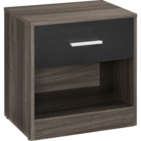 VASAGLE Table de chevet 1 tiroir Design moderne et robuste, marron châtaigne et noir d'encre (1/5)
