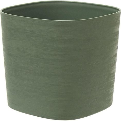 Vaso con riserva d'acqua - GARDEN ID Respect - Verde di grigio 40 x 40 cm - 100% rifiuti domestici - 100% riciclabile - Superficie strutturata.