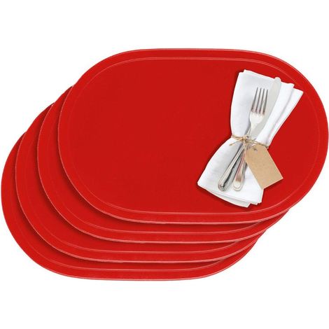 Sets de Table, 4 pièces, 45,5 x 29 cm, Vinyle, Rouge, édition Saleen : Fun