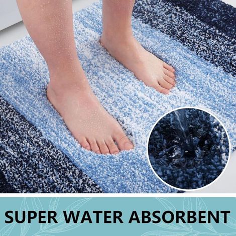 Tappetino da bagno in microfibra ultra assorbente – 50,8 x 81,3 cm, blu, spesso e soffice, lavabile in lavatrice.