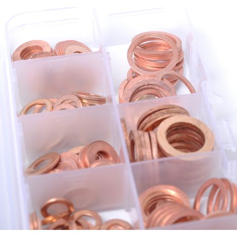 200 Kupfer-Dichtungsscheiben, Distanzstücke, Kupfer-Unterlegscheiben, Dichtungsring-Set für Autos, Schiffe und Generatoren (1/5)