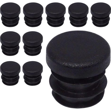 (10 pièces) Inserts de tubes ronds 14 mm Bouchons de poteau de clôture noirs Embouts de tube en plastique noirs RAL 9005 (1/5)