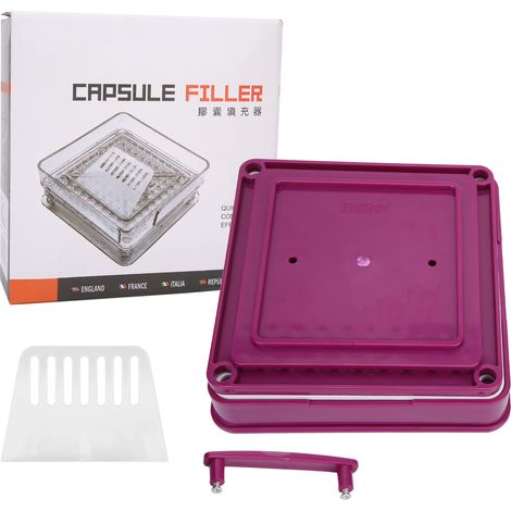 Plaque de Remplissage Capsule Manuel, 100 Alvéoles pour Poudre, Outil de Remplissage Capsule Vide, Violet (1/5)
