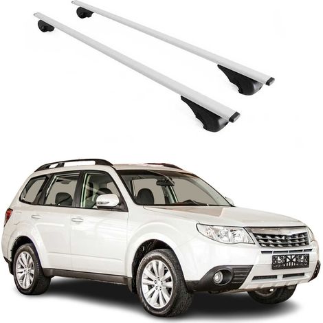 OMAC Barres de toit pour Subaru Forester III 2008-2013 – TÜV / DIN 75302:2019 – Antivol inclus – Charge max 75 kg – 2 barres Argent (1/4)