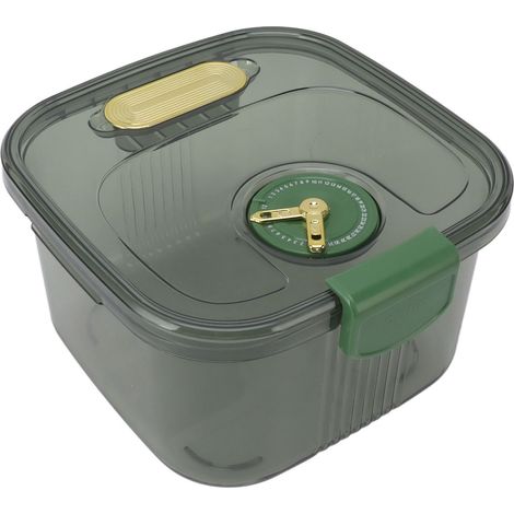 Bac à riz hermétique empilable et transparent avec date de péremption, pour céréales, farine, en-cas, sucre, 5 kg/11 lb, vert (1/5)