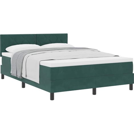 Maison Exclusive - Letto a molle con materasso Verde Scuro 140 x 190 cm Velluto