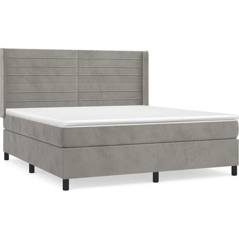 Maison Exclusive - Cama box spring con colchón terciopelo gris cl