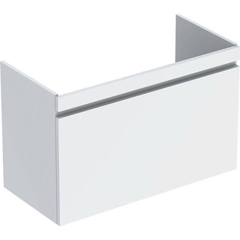 Mueble bajo lavabo Geberit Renova Plan, con un cajón y un cajón inglés: Ancho 92,6cm, Alto 58,6cm, Fondo 43,8cm, Blanco / Lacado alto brillo