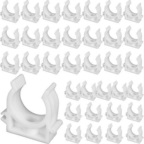 Lot de 35 Clips de Tube Blancs, pour Conduite D'eau, Blanc  Diamètre intérieur de 25mm,PVC,Résistant,Système de fermeture à boucle,Installation facile,Fixation solide,pour Industriel (1/5)