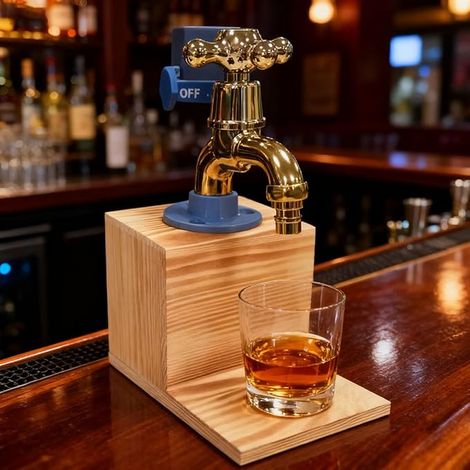 Distributeur de Whisky, Idée Cadeau Homme Boissons avec Robinet Bière Spritzer Support à Accessoires de Bar Cadeaux pour Mari et Grand-Père (1/5)