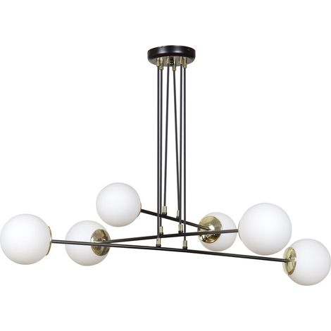 Lampada a Sospensione Ognis, Acciaio verniciato a polvere, Vetro, Nero, Bianco, 90x100x75 cm
