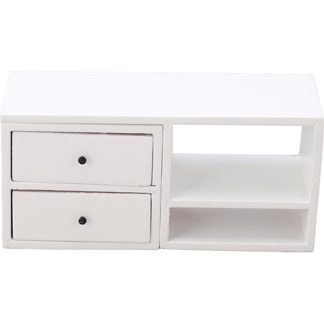 Maquette de meuble de maison de poupée en bois de bouleau, modèle réduit simple et élégant, échelle 1:12, blanc. (1/5)